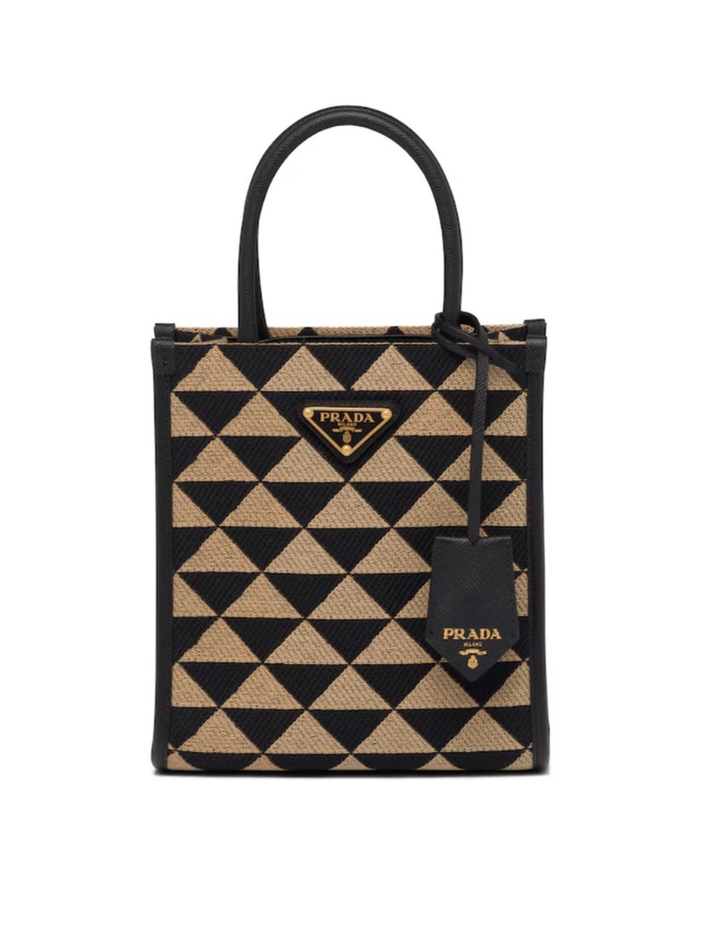 SOLD Prada Black & Tan Geometric Mini Tote